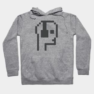 Pixel Art / Man With Headphones - Black on White /ToolCrypto NFT #99 Hoodie